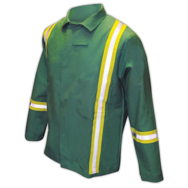 Ind2530Hv Arc-Rated 12 Oz. 100% Fr Cotton Jacket W/Hi-Viz Stripes, Lg